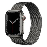 Apple Watch Series 7 GPS + Cellular 41mm Graphite Stainless Steel Case with Graphite Milanese Loop (MKHK3)