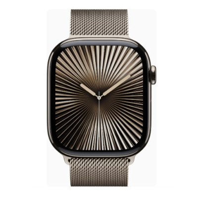 Apple Watch Series 10 GPS + Cellular 46mm Natural Titanium Case w. Natural Milanese Loop - M/L (MWYC3)