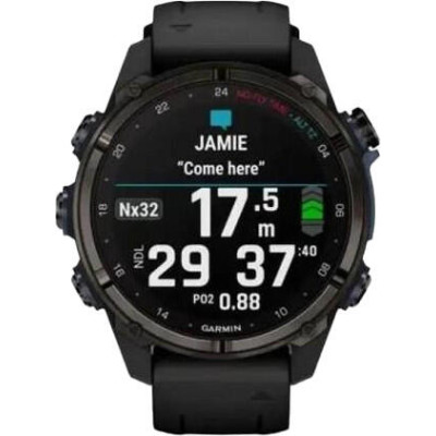 Garmin Descent Mk3i – 43 mm Carbon Gray DLC Titanium w. Black Silicone Band (010-02753-10/11)