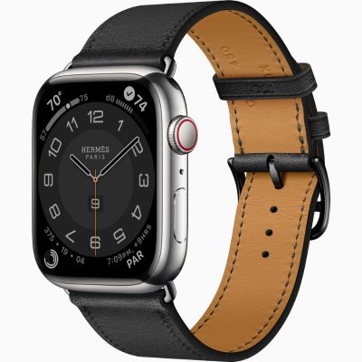 Apple Watch Hermes Series 8 45mm Graphite Stainless Steel with Noir Single Tour (MNNY3 + MX2R2)
