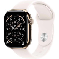 Apple Watch Series 11 GPS + Cellular 42mm Gold Titanium Case with Light Blush Sport Band - S/M (MF8W4)