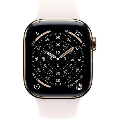 Apple Watch Series 11 GPS + Cellular 42mm Gold Titanium Case with Light Blush Sport Band - S/M (MF8W4)