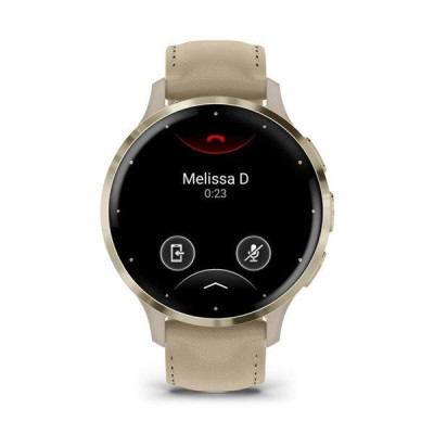 Garmin Venu 3 Soft Gold S. Steel Bezel w. French Gray Case and Leather Band (010-02785-55)