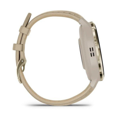 Garmin Venu 3 Soft Gold S. Steel Bezel w. French Gray Case and Leather Band (010-02785-55)