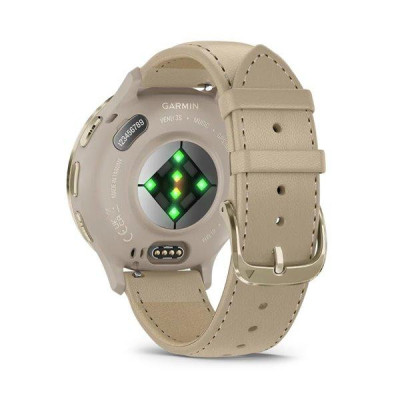 Garmin Venu 3 Soft Gold S. Steel Bezel w. French Gray Case and Leather Band (010-02785-55)