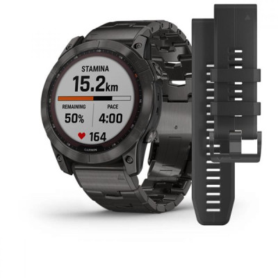 Garmin Fenix 7X Sapphire Solar Carbon Gray DLC Titanium with Titanium Band (010-02541-27)