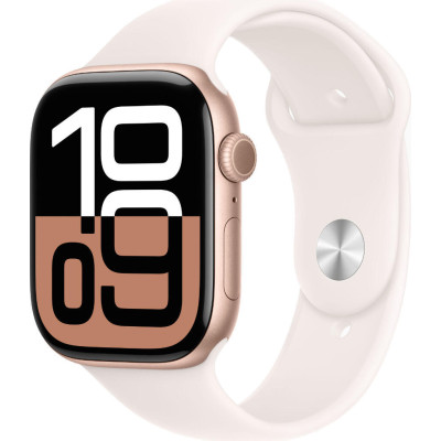 Apple Watch Series 10 GPS 46mm Rose Gold Alu. Case w. Light Blush Sport Band - S/M (MWWT3)