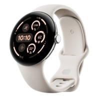 Google Pixel Watch 3 45 mm Wi-Fi Polished Silver Aluminum Case/Porcelain Active Band