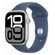 Apple Watch Series 10 GPS + Cellular 46mm Silver Alu. Case w. Denim Sport Band - S/M (MWY03)