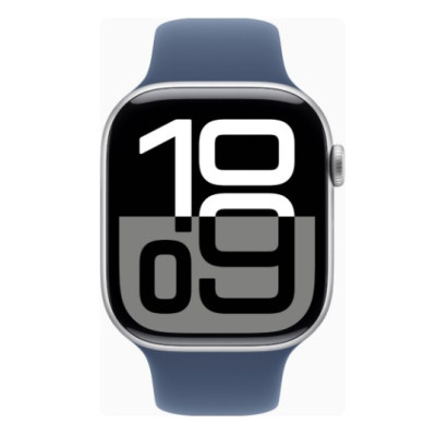 Apple Watch Series 10 GPS + Cellular 46mm Silver Alu. Case w. Denim Sport Band - S/M (MWY03)
