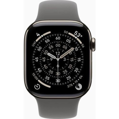 Apple Watch Series 11 GPS + Cellular 42mm Natural Tit. Case w. Stone Gray Sport Band - S/M (MF8M4)