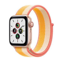 Apple Watch SE GPS + Cellular 44mm Gold Aluminum Case w. Maize/White S. Loop (MKRQ3)