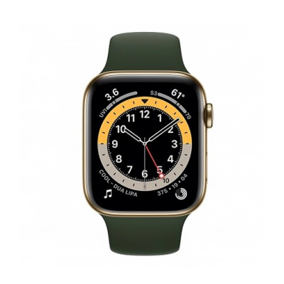 Apple Watch Series 6 GPS + Cellular 40mm Gold Stainless Steel Case w. Cyprus Green Sport B. (M02W3)