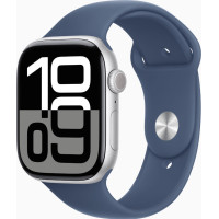 Apple Watch Series 10 GPS 46mm Silver Alu. Case w. Denim Sport Band - S/M (MWWL3) 