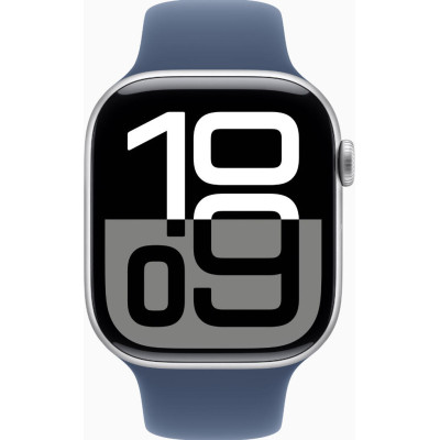 Apple Watch Series 10 GPS 46mm Silver Alu. Case w. Denim Sport Band - S/M (MWWL3) 