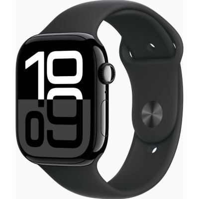 Apple Watch Series 10 GPS + Cellular 46mm Jet Black Alu. Case w. Black Sport Band - S/M (MWY33)