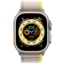 Apple Watch Ultra GPS + Cellular 49mm Titanium Case with Yellow/Beige Trail Loop - S/M (MNHD3/MNHK3)