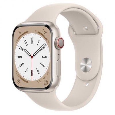 Apple Watch Series 8 GPS + Cellular 45mm Starlight Aluminum Case w. Starlight S. Band - M/L (MNVQ3)