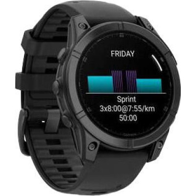Garmin Fenix E 47mm AMOLED Slate Gray Steel with Black Silicone Band (010-03025-03/01)
