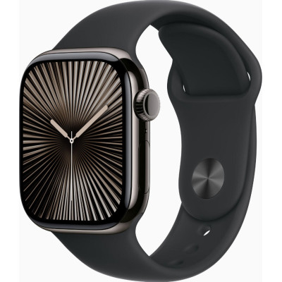 Apple Watch Series 10 GPS + Cellular 42mm Slate Titanium Case w. Black Sport Band - S/M (MWXG3)