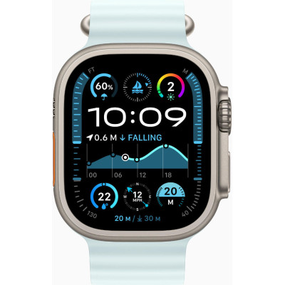 Apple Watch Ultra 2 GPS + Cellular 49mm Natural Titanium Case w. Ice Blue Ocean Band (MYT03+MXTF3)