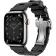 Apple Watch Hermes Series 9 GPS + Cellular, 45mm Silver Stainless Steel Case з Noir Kilim Single Tour (MRQP3 + MTHX3)