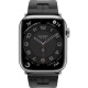 Apple Watch Hermes Series 9 GPS + Cellular, 45mm Silver Stainless Steel Case з Noir Kilim Single Tour (MRQP3 + MTHX3)