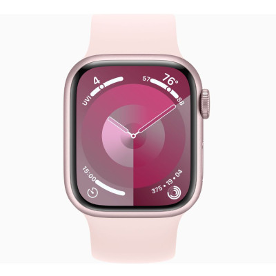 Apple Watch Series 9 GPS 45mm Pink Aluminum Case (MR9T3) with Light Pink Solo Loop Size 7 (MTH73)