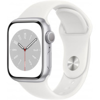 Apple Watch Series 8 GPS 45mm Silver Aluminum Case with White S. Band - M/L (MP6N3, MP6Q3)