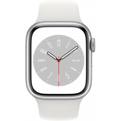 Apple Watch Series 8 GPS 45mm Silver Aluminum Case with White S. Band - M/L (MP6N3, MP6Q3)