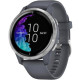Garmin Venu Silver Stainless Steel Bezel w. Granite Blue and Silicone B. (010-02173-01/010-02173-03)