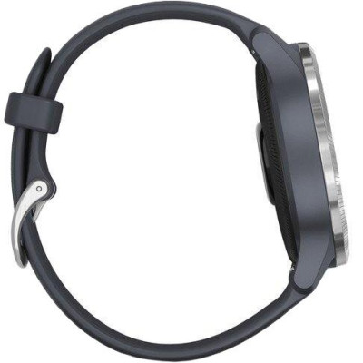 Garmin Venu Silver Stainless Steel Bezel w. Granite Blue and Silicone B. (010-02173-01/010-02173-03)
