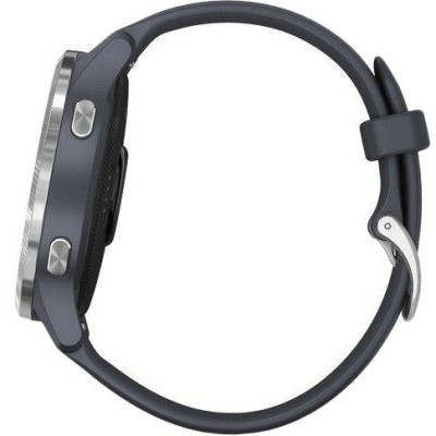 Garmin Venu Silver Stainless Steel Bezel w. Granite Blue and Silicone B. (010-02173-01/010-02173-03)