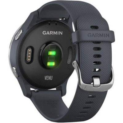 Garmin Venu Silver Stainless Steel Bezel w. Granite Blue and Silicone B. (010-02173-01/010-02173-03)