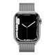 Apple Watch Series 7 GPS + Cellular 45mm Silver Stainless Steel Case with Silver Milanese Loop (MKJE3)