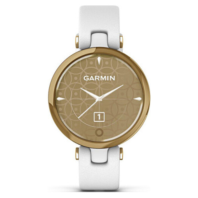 Garmin Lily Light Gold Bezel with White Case and Italian Leather Band (010-02384-B3)