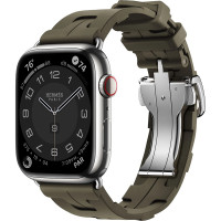Apple Watch Hermes Series 9 GPS + Cellular, 45mm Silver Stainless Steel Case з Kaki Kilim Single Tour (MRQP3 + MTJ23)