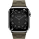 Apple Watch Hermes Series 9 GPS + Cellular, 45mm Silver Stainless Steel Case з Kaki Kilim Single Tour (MRQP3 + MTJ23)