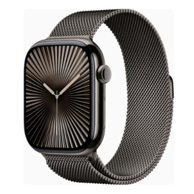 Apple Watch Series 10 GPS + Cellular 46mm Slate Titanium Case w. Slate Milanese Loop - M/L (MWYW3)