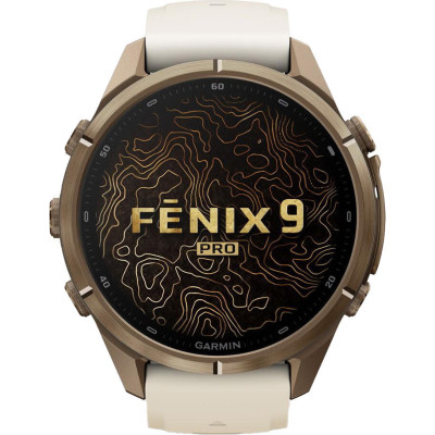 Garmin Fenix 9 Pro inReach 43mm Autumn Gold Titanium with Cream/French Gray Silicone Band (010-04335-20/21)