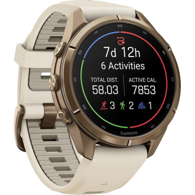 Garmin Fenix 9 Pro inReach 43mm Autumn Gold Titanium with Cream/French Gray Silicone Band (010-04335-20/21)