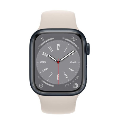 Apple Watch Series 8 GPS 45mm Midnight Aluminium with Starlight Sport Band M/L (MNP83)