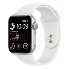 Apple Watch SE 2 GPS 44mm Silver Aluminum Case with White Sport Band S/M (MNTH3)