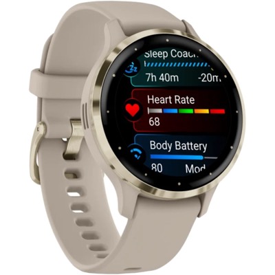 Garmin Venu 3 Soft Gold S. Steel Bezel w. French Gray Case and S. Band (010-02785-02)