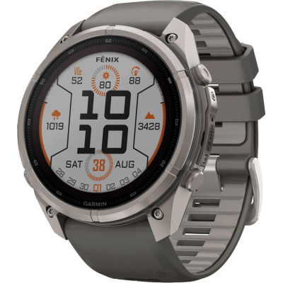 Garmin Fenix 9 Pro Solar 51mm Titanium with Pebble Gray/Silver Gray Silicone Band (010-04339-05/06)