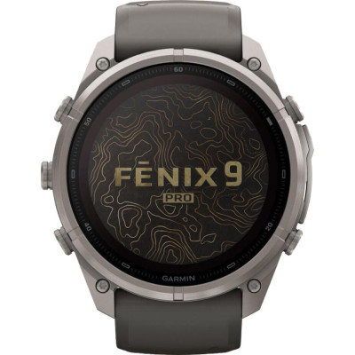 Garmin Fenix 9 Pro Solar 51mm Titanium with Pebble Gray/Silver Gray Silicone Band (010-04339-05/06)