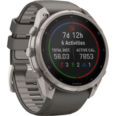 Garmin Fenix 9 Pro Solar 51mm Titanium with Pebble Gray/Silver Gray Silicone Band (010-04339-05/06)