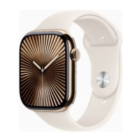 Apple Watch Series 10 GPS + Cellular 46mm Gold Titanium Case w. Starlight Sport Band - M/L (MWYY3)