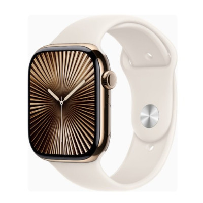 Apple Watch Series 10 GPS + Cellular 46mm Gold Titanium Case w. Starlight Sport Band - M/L (MWYY3)