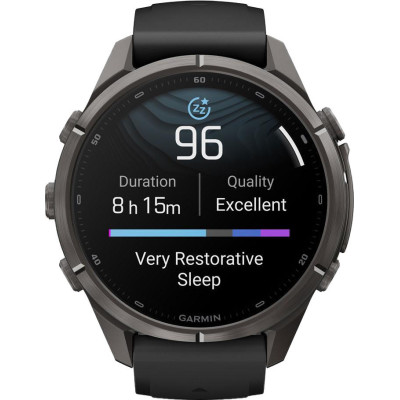 Garmin Fenix 9 Pro 43mm Carbon Gray DLC Titanium with Black/Pebble Gray Silicone Band (010-04335-15/16)